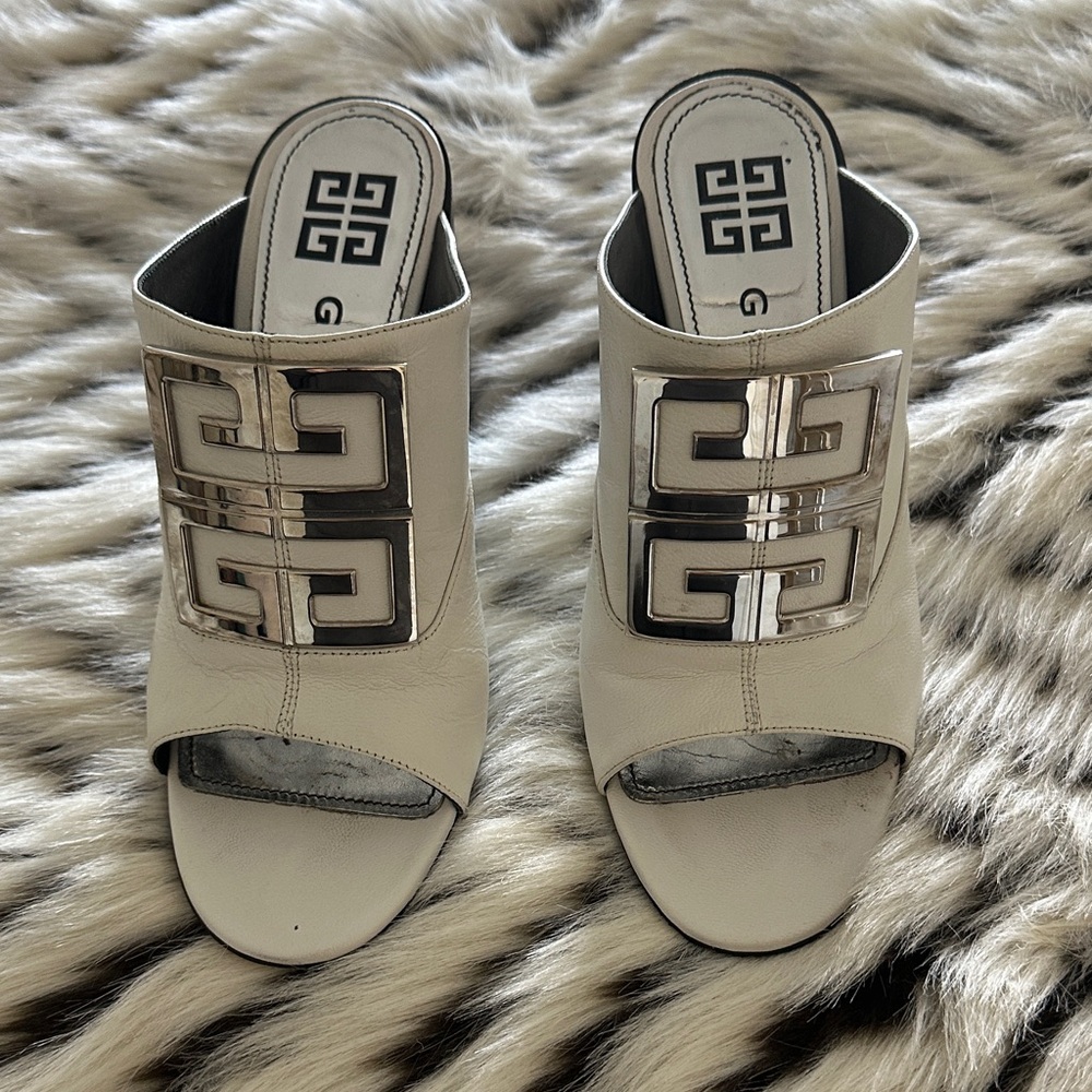 Givenchy Cream and Gold Mules